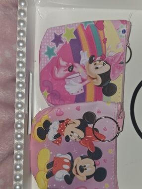NEW Minnie Mouse Pink Coin Pouch Keyring - Cute Cartoon Wallet